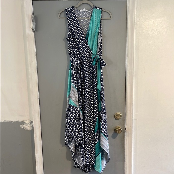 SUPERFOXX Blue Asymmetrical Wrap Sundress for‎ Resort Wear - Picture 1 of 12